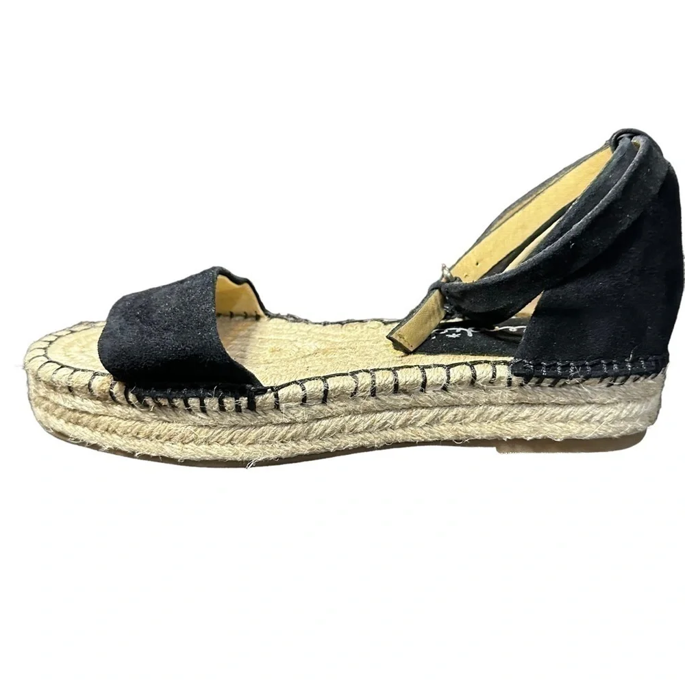NWOB Splendid Black Suede Ankle Strap Platform Espadrille Womens‎ Size 6.5